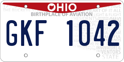OH license plate GKF1042