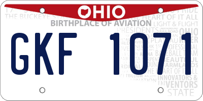 OH license plate GKF1071