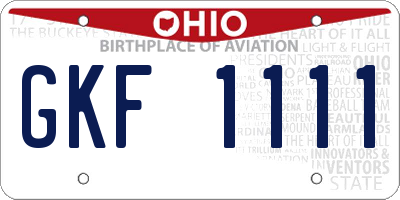 OH license plate GKF1111
