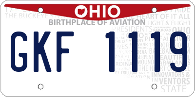 OH license plate GKF1119
