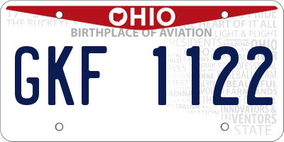 OH license plate GKF1122