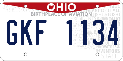 OH license plate GKF1134