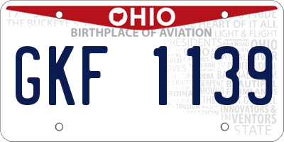 OH license plate GKF1139