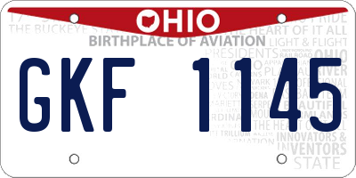 OH license plate GKF1145