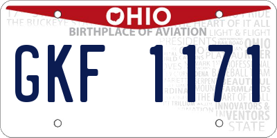 OH license plate GKF1171