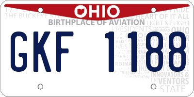 OH license plate GKF1188