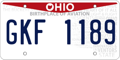 OH license plate GKF1189