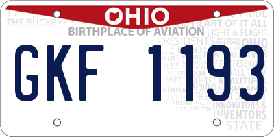OH license plate GKF1193