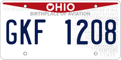 OH license plate GKF1208