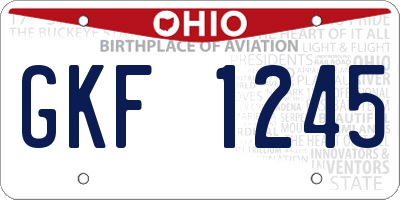 OH license plate GKF1245