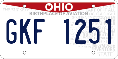 OH license plate GKF1251