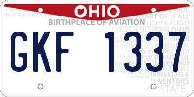 OH license plate GKF1337