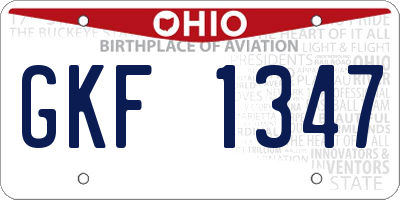 OH license plate GKF1347