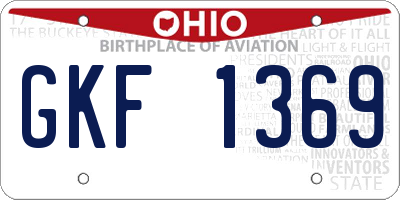 OH license plate GKF1369