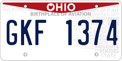 OH license plate GKF1374