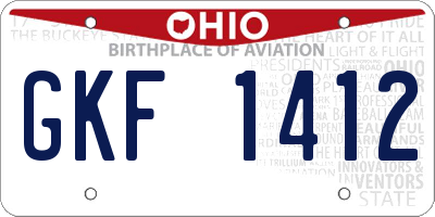 OH license plate GKF1412
