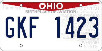 OH license plate GKF1423