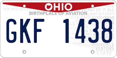 OH license plate GKF1438