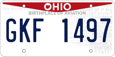 OH license plate GKF1497