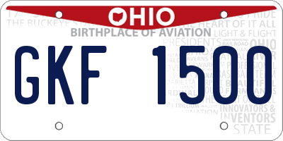 OH license plate GKF1500