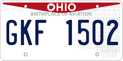 OH license plate GKF1502