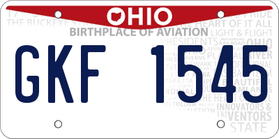 OH license plate GKF1545