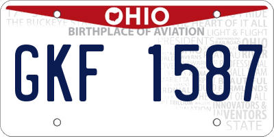 OH license plate GKF1587