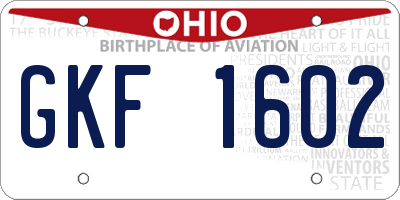 OH license plate GKF1602