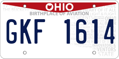 OH license plate GKF1614