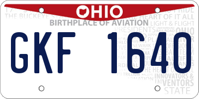 OH license plate GKF1640
