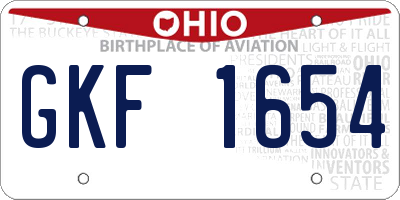 OH license plate GKF1654