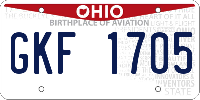 OH license plate GKF1705