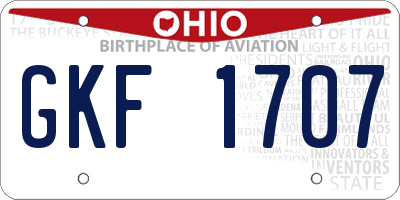 OH license plate GKF1707