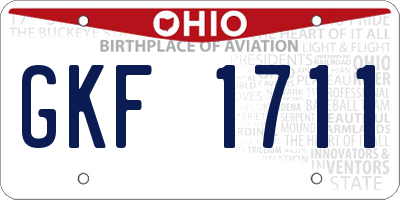 OH license plate GKF1711
