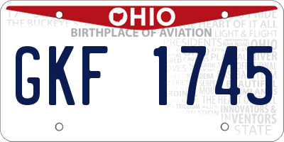 OH license plate GKF1745