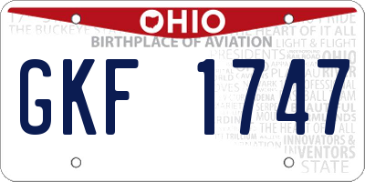OH license plate GKF1747