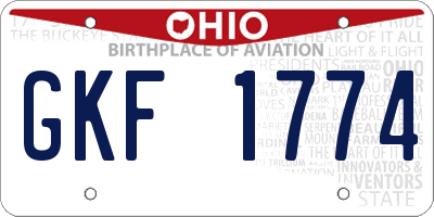 OH license plate GKF1774