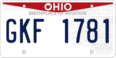 OH license plate GKF1781