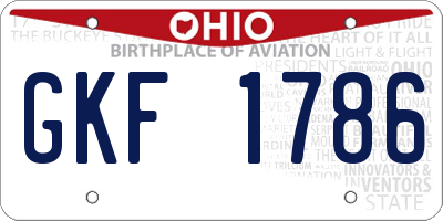 OH license plate GKF1786