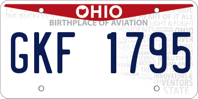 OH license plate GKF1795