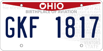 OH license plate GKF1817