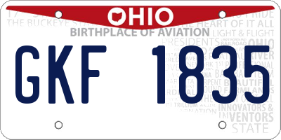OH license plate GKF1835