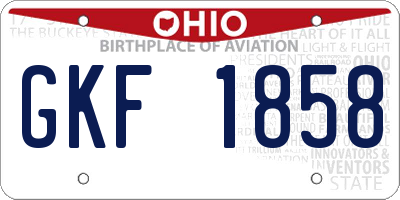 OH license plate GKF1858