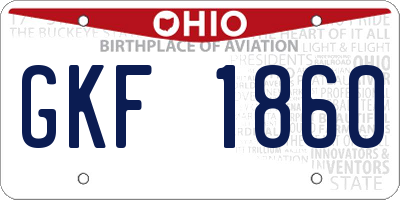 OH license plate GKF1860