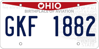 OH license plate GKF1882