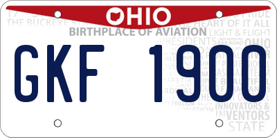 OH license plate GKF1900