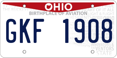 OH license plate GKF1908