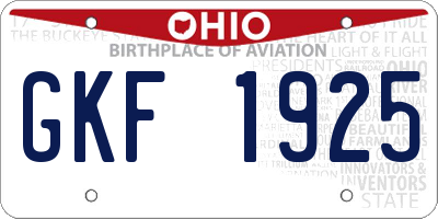 OH license plate GKF1925