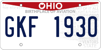OH license plate GKF1930