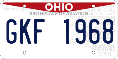 OH license plate GKF1968